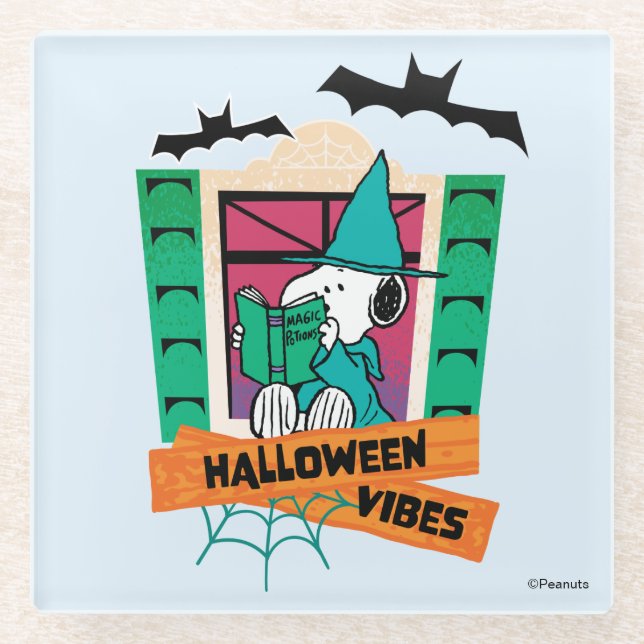 Peanuts Snoopy Magic Potions Halloween Glass Coaster (Front)