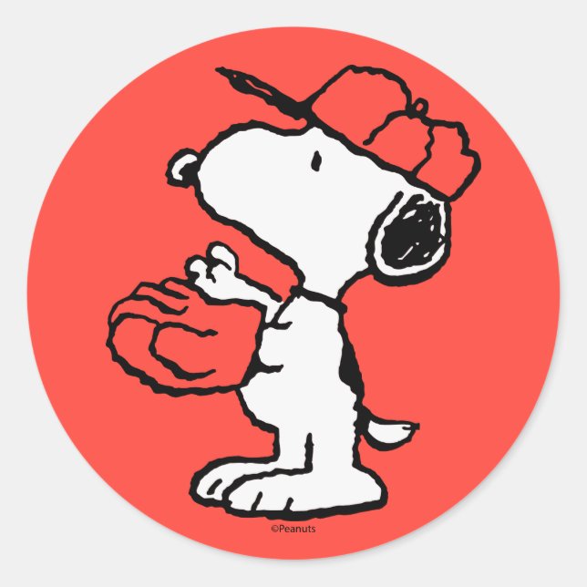 Peanuts | Snoopy Making the Catch Classic Round Sticker (Front)