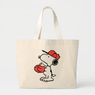 Peanuts   Snoopy Making the Catch Large Tote Bag