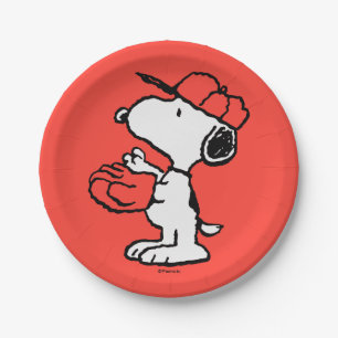 Peanuts   Snoopy Making the Catch Paper Plate