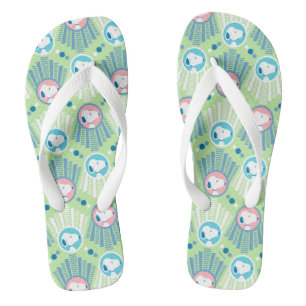 Peanuts   Snoopy Mint Green Deco Dreams Pattern Flip Flops