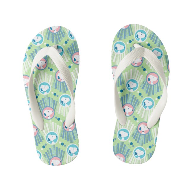 Peanuts | Snoopy Mint Green Deco Dreams Pattern Kid's Flip Flops (Footbed)