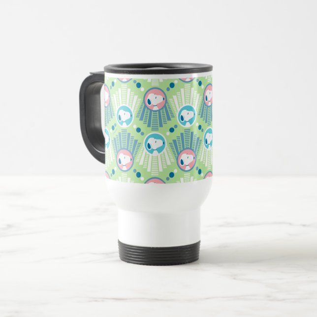 Peanuts | Snoopy Mint Green Deco Dreams Pattern Travel Mug (Front Left)