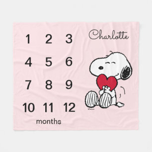 Peanuts Snoopy   Monthly Milestone Baby Fleece Bla