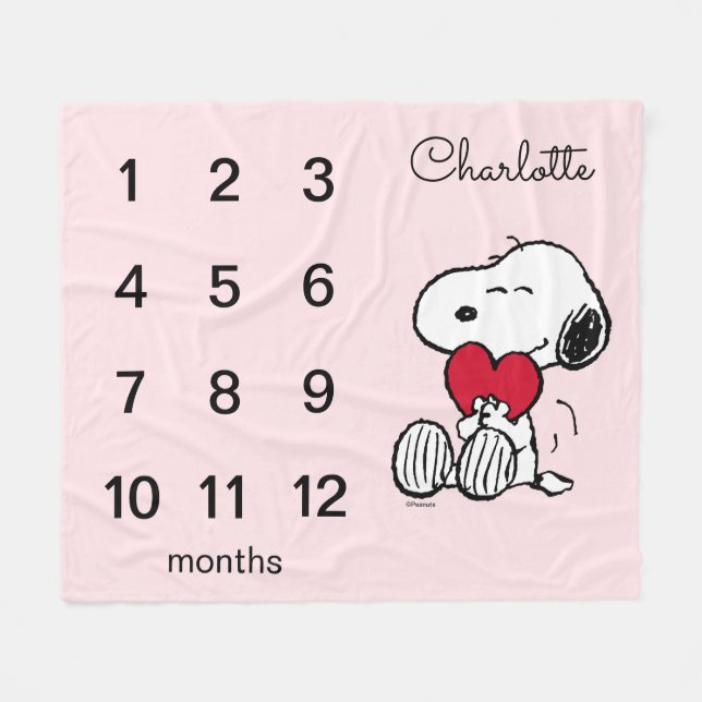 Peanuts Snoopy | Monthly Milestone Baby Fleece Bla Blanket (Front (Horizontal))