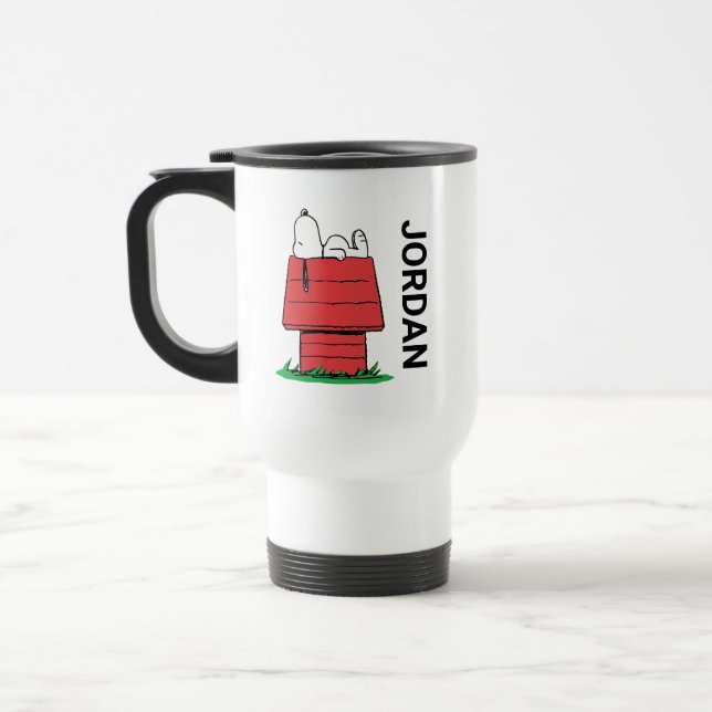 Peanuts | Snoopy Napping | Add Your Name Travel Mug (Left)