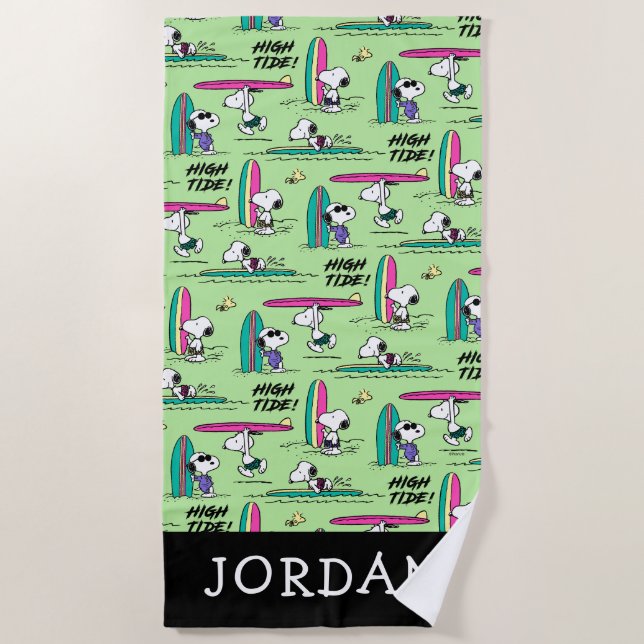 Peanuts | Snoopy Ocean High Tide | Add Your Name Beach Towel (Front)