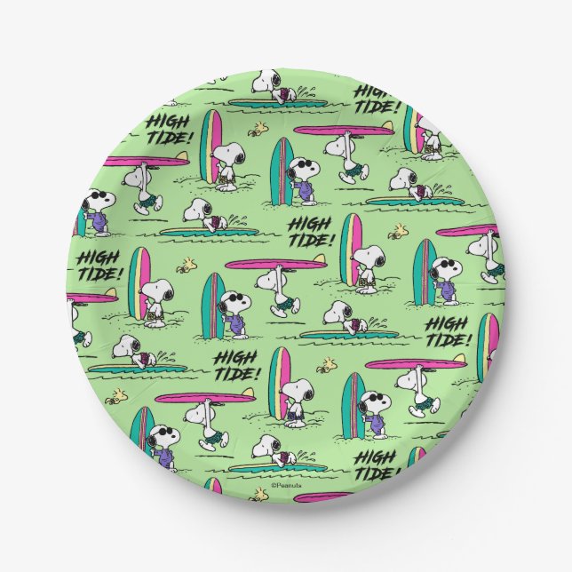 Peanuts | Snoopy Ocean High Tide Pattern Paper Plate (Front)