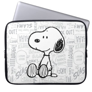 PEANUTS Snoopy on Black White Comics 2 Laptop Sleeve