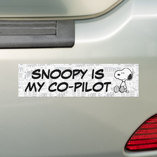 PEANUTS | Snoopy on Black White Comics Bumper Sticker (On Car)