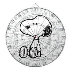 PEANUTS   Snoopy on Black White Comics Dartboard