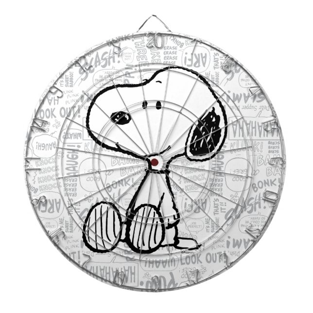 PEANUTS | Snoopy on Black White Comics Dartboard (Front)