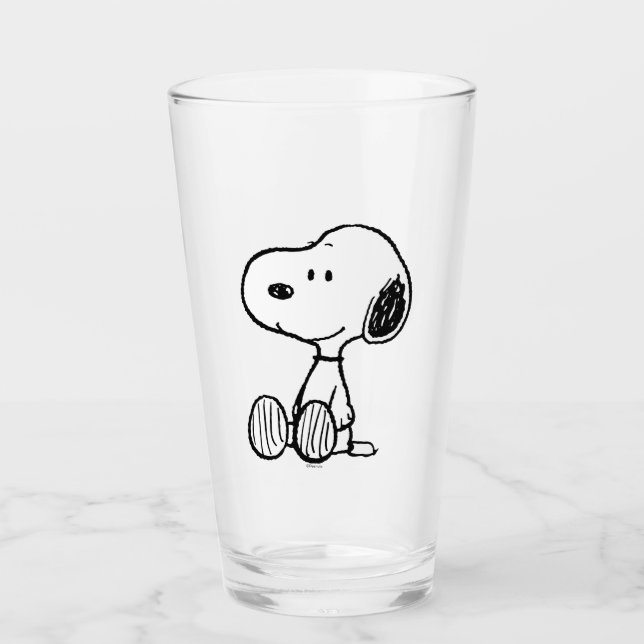 PEANUTS | Snoopy on Black White Comics Glass (Front)