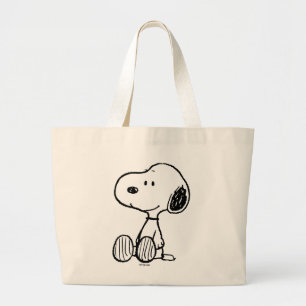 PEANUTS   Snoopy on Black White Comics Large Tote Bag