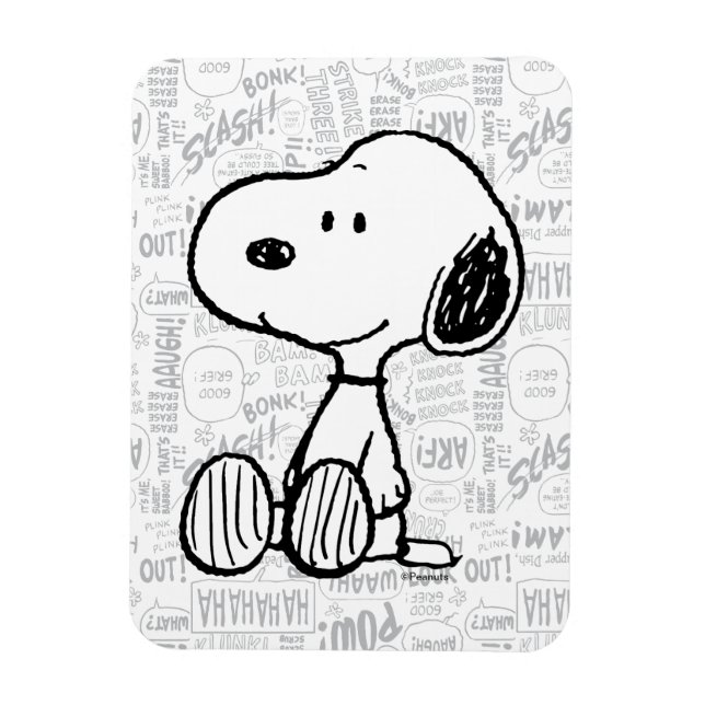 PEANUTS | Snoopy on Black White Comics Magnet (Vertical)