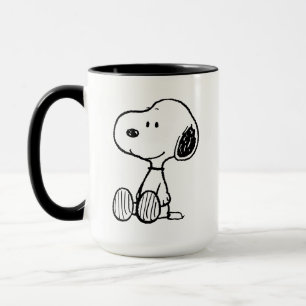 PEANUTS   Snoopy on Black White Comics Mug