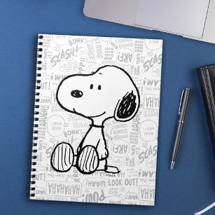 PEANUTS   Snoopy on Black White Comics Notebook