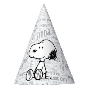 PEANUTS Snoopy on Black White Comics Party Hat