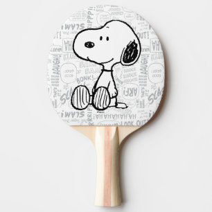 PEANUTS   Snoopy on Black White Comics Ping Pong Paddle