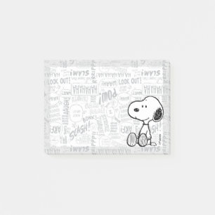 PEANUTS   Snoopy on Black White Comics Post-it Notes