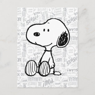 PEANUTS   Snoopy on Black White Comics Postcard
