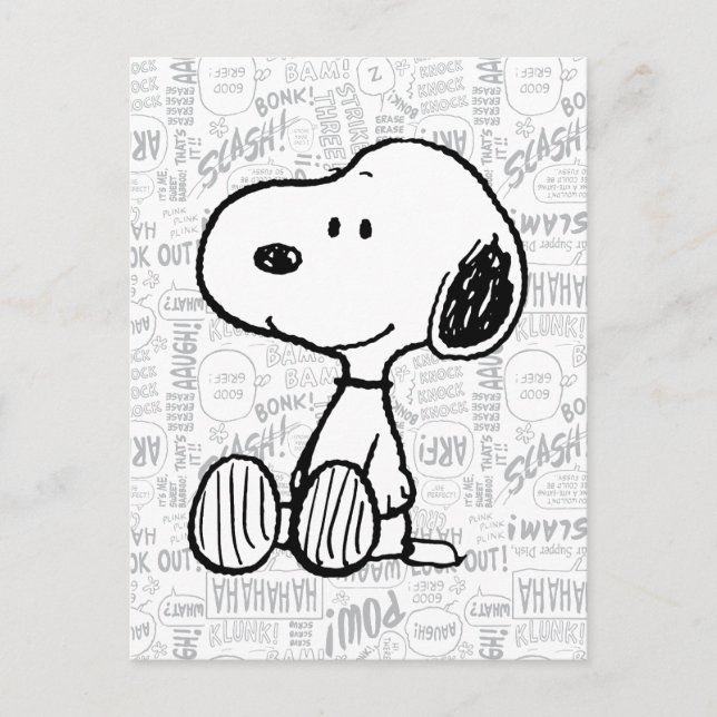 PEANUTS | Snoopy on Black White Comics Postcard (Front)
