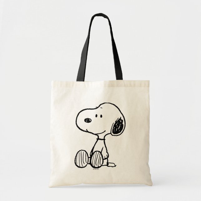 PEANUTS | Snoopy on Black White Comics Tote Bag (Front)