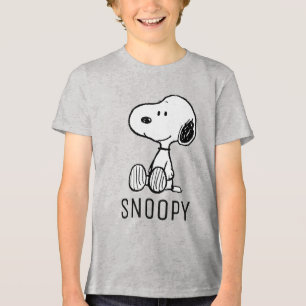 PEANUTS   Snoopy on Black White Comics Tri-Blend Shirt