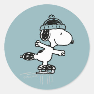 Peanuts   Snoopy On Ice Classic Round Sticker