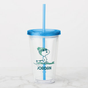 Peanuts   Snoopy on Skis Acrylic Tumbler