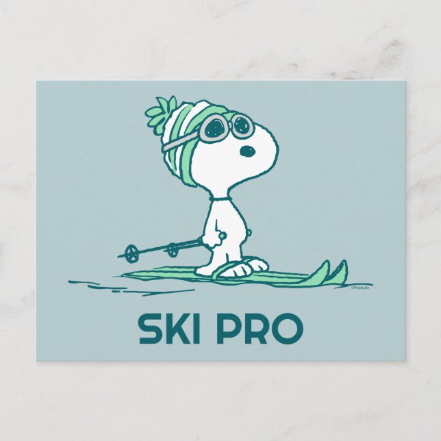 Peanuts | Snoopy on Skis Postcard (Front)
