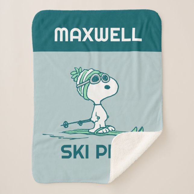 Peanuts | Snoopy on Skis Sherpa Blanket (Front)