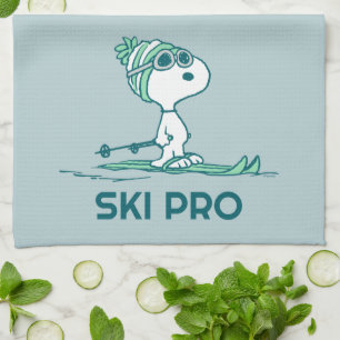 Peanuts   Snoopy on Skis Tea Towel