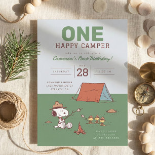 Peanuts - Snoopy One Happy Camper Birthday Invitation