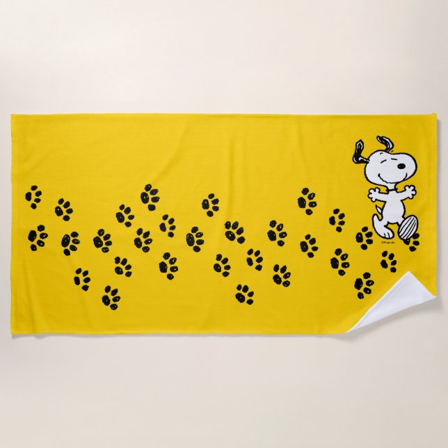 Peanuts |  Snoopy Paw Print Path Beach Towel (Front)