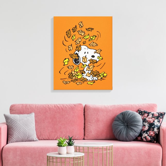 Peanuts | Snoopy Pile of Leaves Canvas Print (Insitu(LivingRoom))