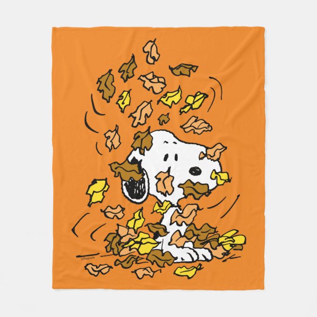 Peanuts | Snoopy Pile of Leaves Fleece Blanket (Front)