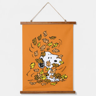 Peanuts Snoopy Pile of Leaves Hanging Tapestry