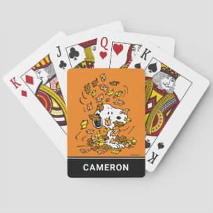 Peanuts   Snoopy Pile of Leaves Playing Cards