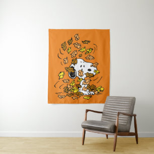 Peanuts Snoopy Pile of Leaves Tapestry