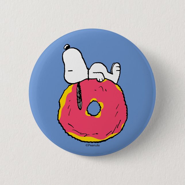Peanuts | Snoopy Pink Doughnut 6 Cm Round Badge (Front)