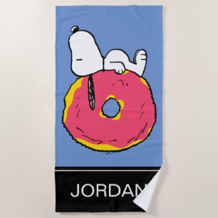 Peanuts   Snoopy Pink Doughnut Beach Towel