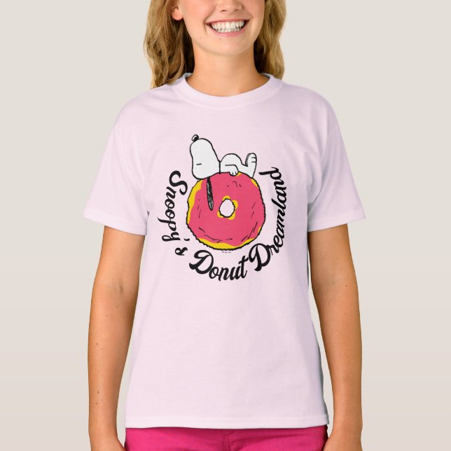 Peanuts | Snoopy Pink Doughnut T-Shirt (Front)