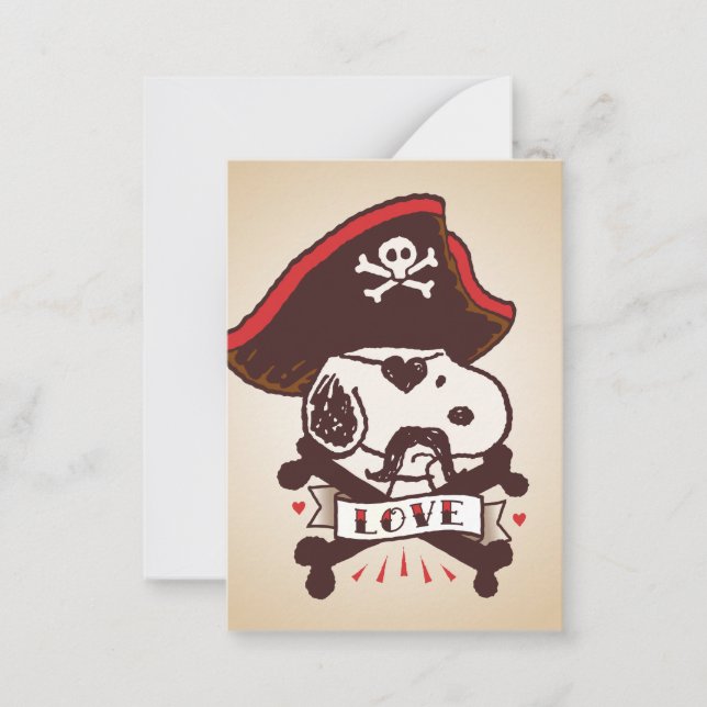 Peanuts | Snoopy Pirate Tattoo Valentine Card (Front)