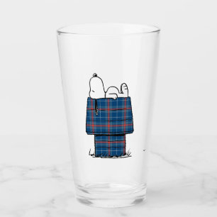 Peanuts Snoopy Plaid Flannel Holiday Dog House Glass