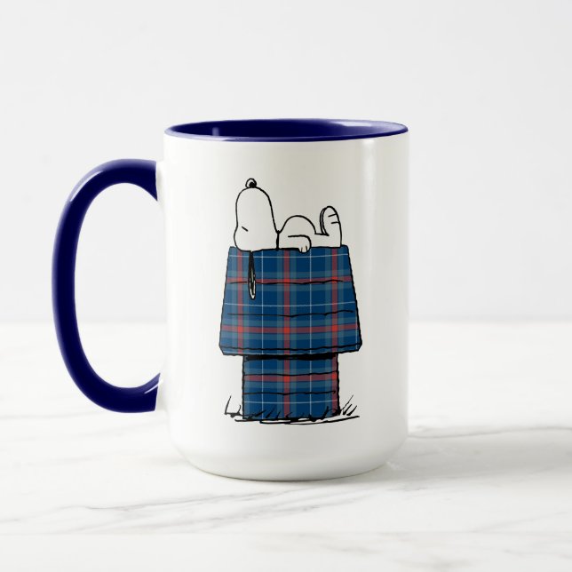 Peanuts | Snoopy Plaid Flannel Holiday Dog House Mug (Left)