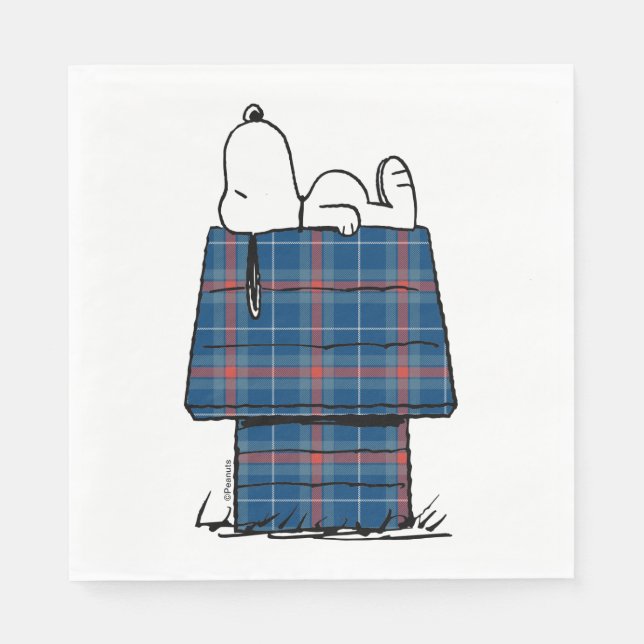 Peanuts | Snoopy Plaid Flannel Holiday Dog House Napkin (Front)