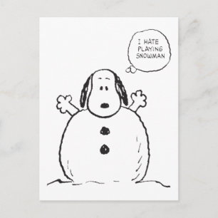 Peanuts Snoopy Playing Snowman Postcard