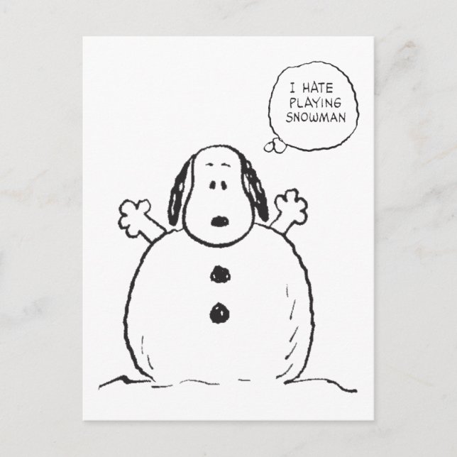 Peanuts | Snoopy Playing Snowman Postcard (Front)
