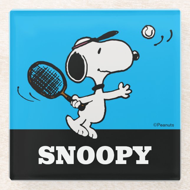 Peanuts | Snoopy Plays Tennis Glass Coaster (Front)